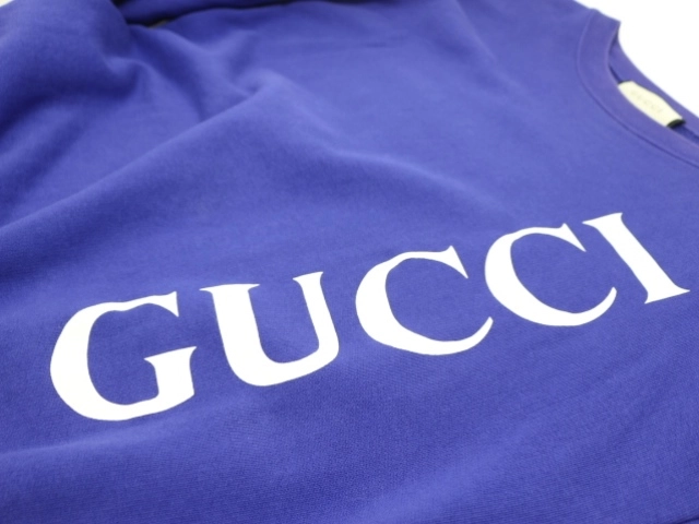 GUCCI グッチ 衣類 ロゴプリントスウェット メンズL ブルー コットン 599345 ( 2148103863578) 【200】