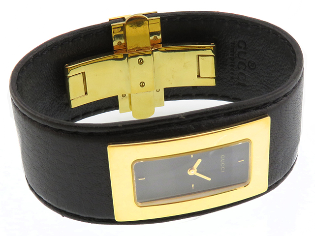 GUCCI グッチ 7800S ブラック文字盤 GP/革 レディース時計【208