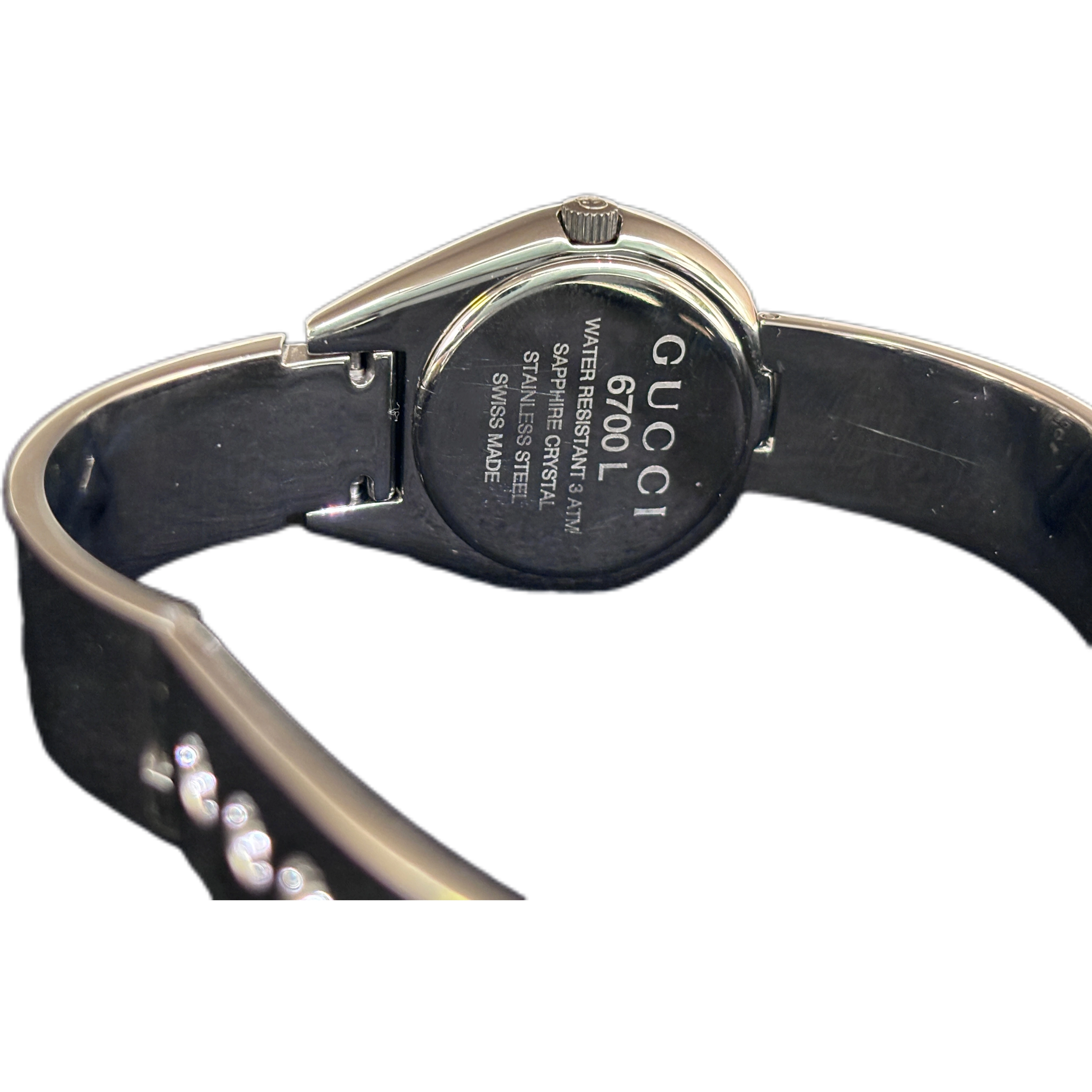 GUCCI グッチ 腕時計 6700L クオーツ ブラック文字盤 ステンレススチール レディース 2148103700026【208】