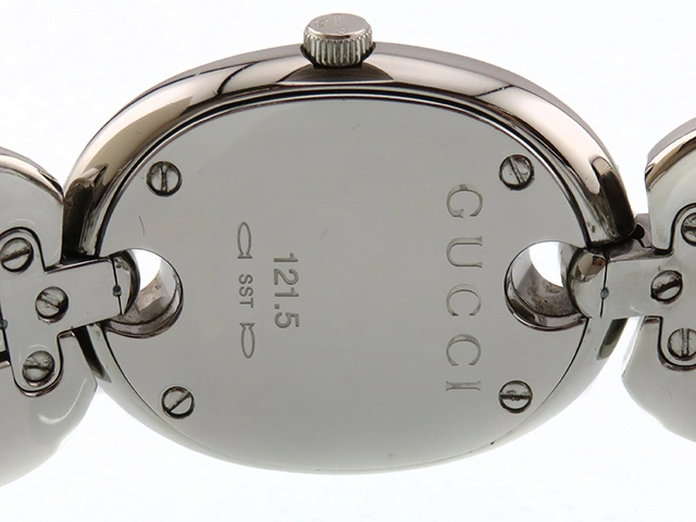 GUCCI　グッチ　マリーナチェーン 3PD　ブラック文字盤　ステンレススチール　121.5/YA121503　レディース時計【208】2148103730948