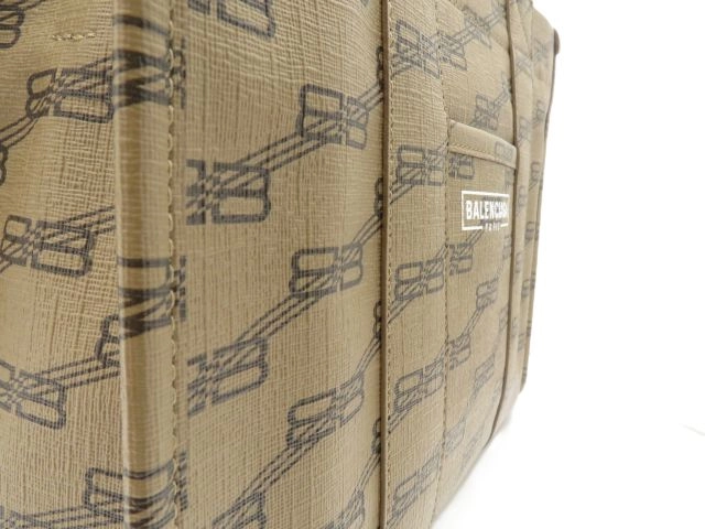 BALENCIAGA　バレンシアガ　BBモノグラム　ハードウェアスモールトート　ベージュ　PVC　671402【431】2143100540859