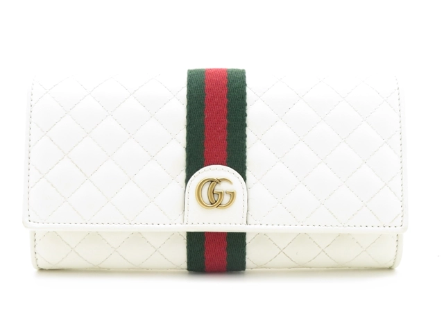 GUCCI グッチ 財布 GGマーモント ZIP長財布 536451 ホワイト／グリーン 