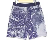 LOUIS VUITTON　ルイヴィトン　衣類　モノグラム バンダナ ハーフパンツ　メンズS　ブルー　コットン　2143200546041　【200】