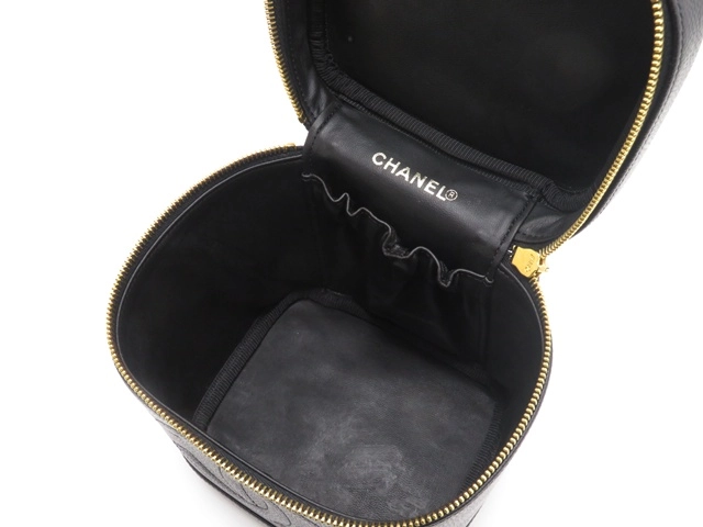 CHANEL シャネル ココマーク 縦型バニティ ブラック/GP キャビア【431】2148103943478