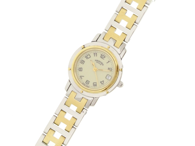 HERMES エルメス 時計 クリッパー CL4.220 ステンレス×GP
