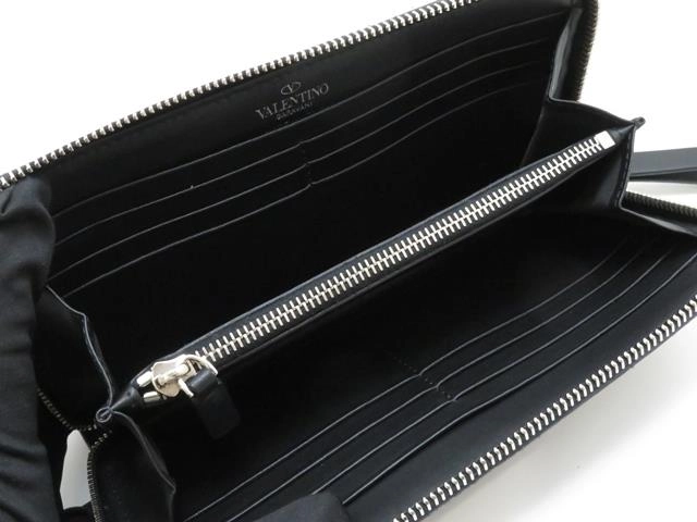 VALENTINO　バレンチノ　VLTNロングジップウォレット　ブラック／ホワイト　カーフ　YP0570LVN_0NO　【436】2143600353287