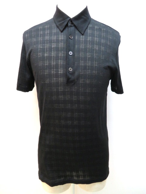 HERMES エルメス ニット ポロシャツ メンズ L ブラック コットン