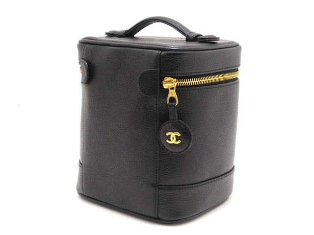 CHANEL シャネル ココマーク 縦型バニティ ブラック/GP キャビア【431】2148103943478