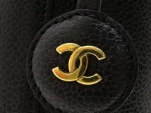 CHANEL 　シャネル　ココマーク 縦型バニティ　ブラック／ＧＰ　キャビア【431】2148103943478
