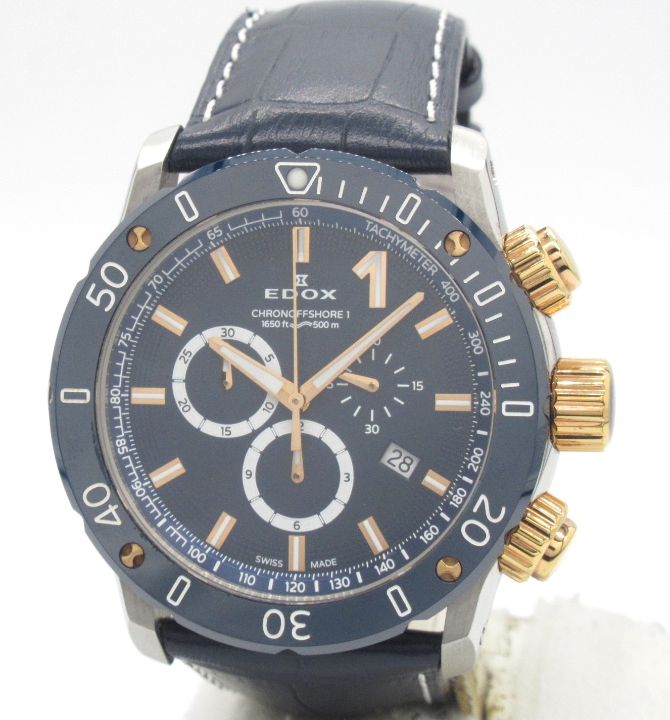 EDOX エドックス ｸﾛﾉｵﾌｼｮｱ1 ｸﾛﾉｸﾞﾗﾌ 45mm 10221-357RBU3-BUIR3 SS/革