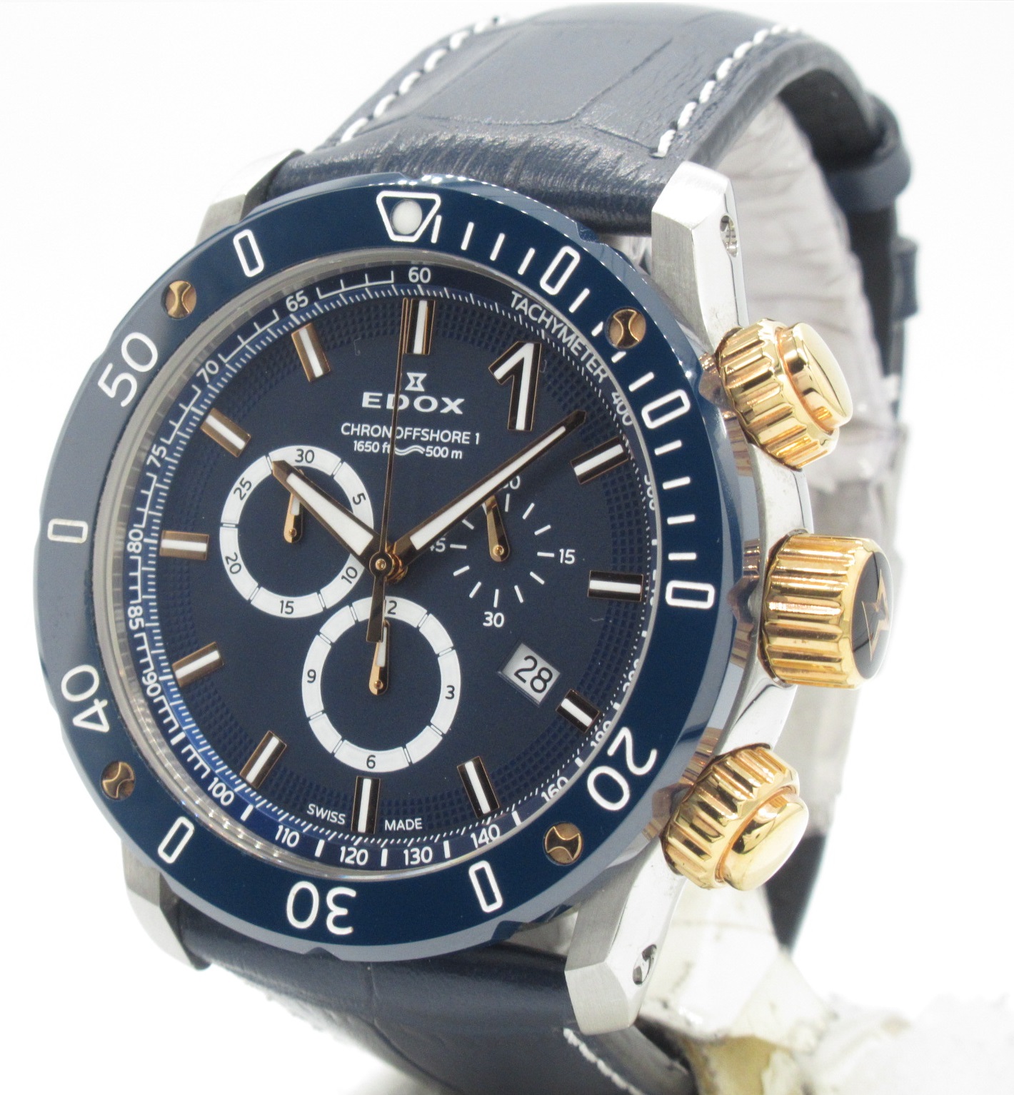 EDOX エドックス ｸﾛﾉｵﾌｼｮｱ1 ｸﾛﾉｸﾞﾗﾌ 45mm 10221-357RBU3-BUIR3 SS/革