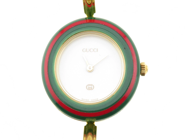 GUCCI グッチ チェンジベゼル 11/12 ホワイト文字盤 ゴールドプレート クオーツ レディース時計 2148103740145【207】  の購入なら「質」の大黒屋（公式）