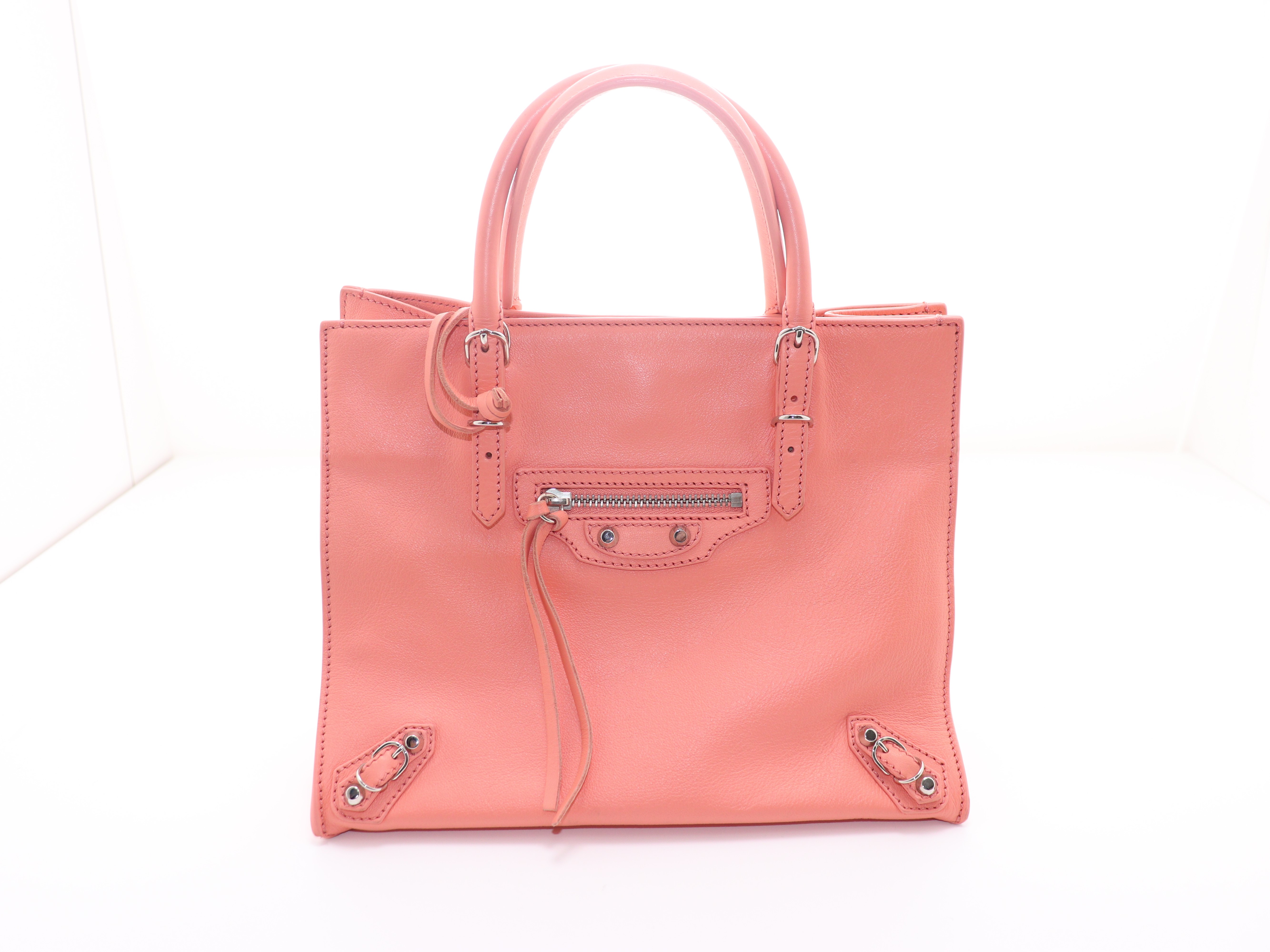 BALENCIAGA バレンシアガ ペーパーバッグ ミニ コーラル レザー 305572