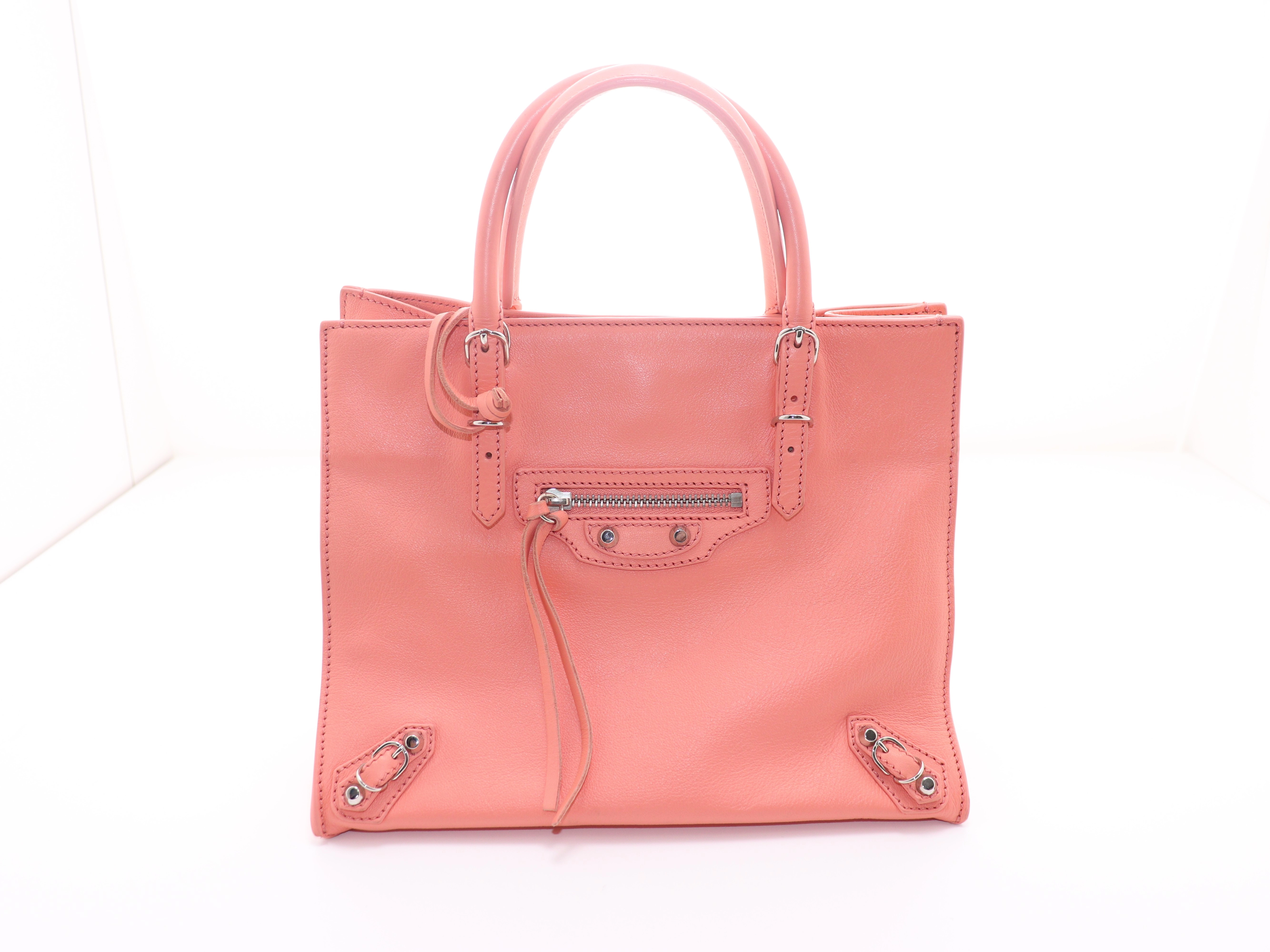 BALENCIAGA バレンシアガ ペーパーバッグ ミニ コーラル レザー