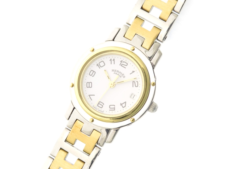 HERMES 腕時計 クリッパー クオーツ ホワイト文字盤 CL4.220