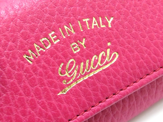 GUCCI グッチ ウィング6連キーケース フューシャピンク カーフ