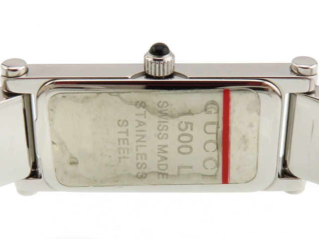 GUCCI グッチ バングルウォッチ サイズS 1500L ブラック文字盤 ステンレススチール クオーツ レディース時計 2148103783890【205】