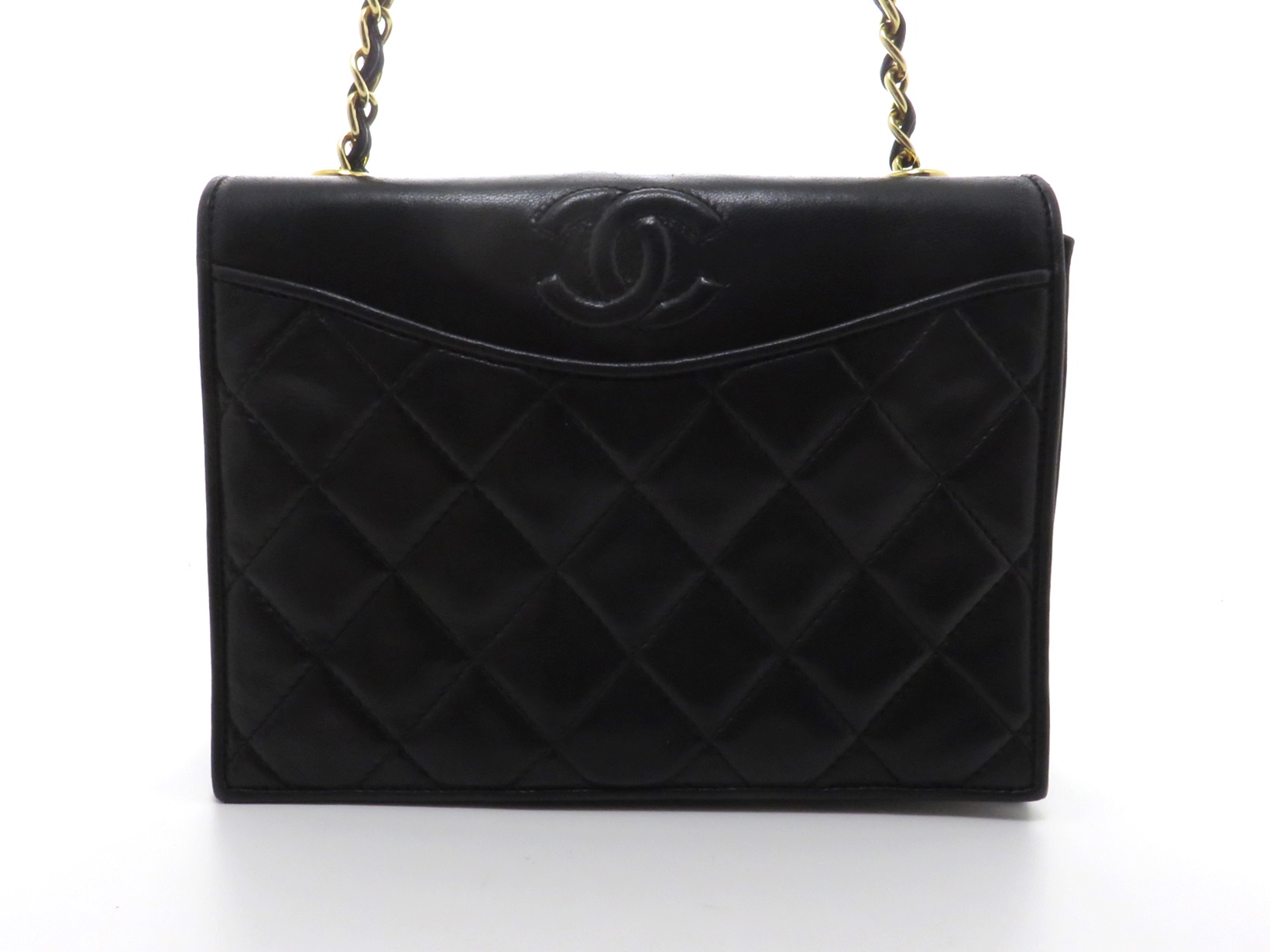 シャネル フルフラップ チェーンショルダー ココマーク ラムスキン 黒　4466 CHANEL (シャネル) ミニマトラッセ フルフラップ ココマーク