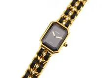 CHANEL　シャネル　プルミエールＭ　H0001　ブラック文字盤　GP/革　クオーツ　レディース時計　2148103804847【207】