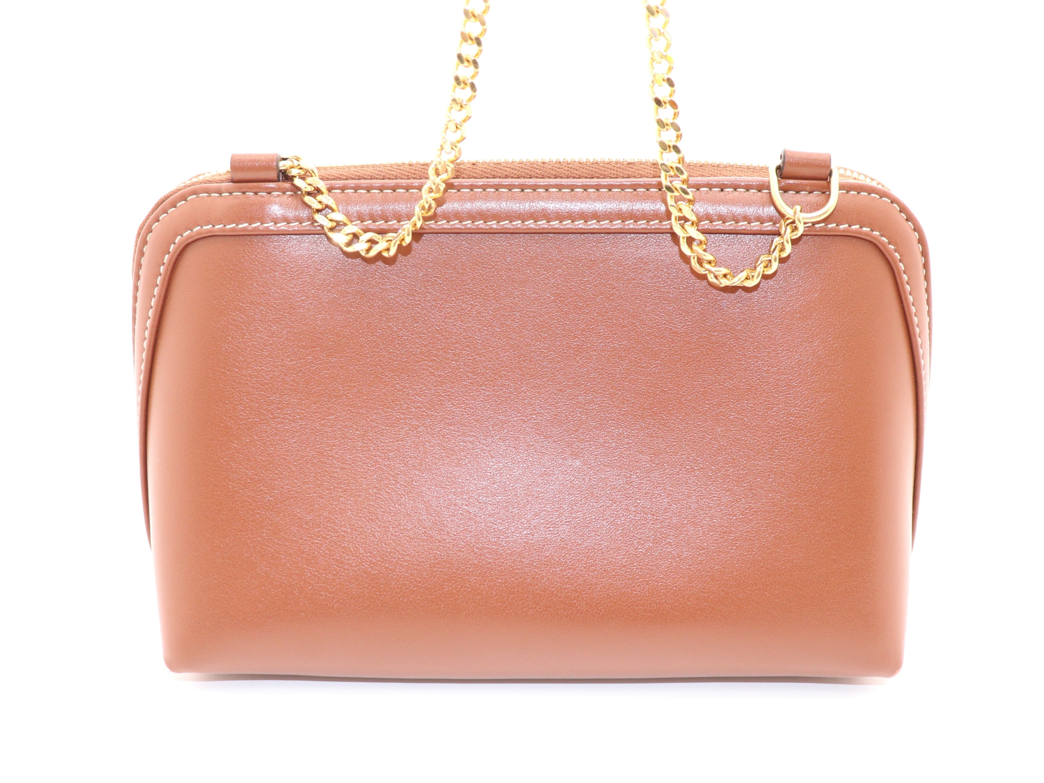 CELINE セリーヌ キュイルトリオンフ チェーンツキクラッチ タン