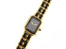 CHANEL　シャネル　プルミエールＭ　H0001　ブラック文字盤　GP/革　クオーツ　レディース時計　2148103803543【207】