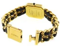CHANEL　シャネル　プルミエールＭ　H0001　ブラック文字盤　GP/革　クオーツ　レディース時計　2148103803543【207】