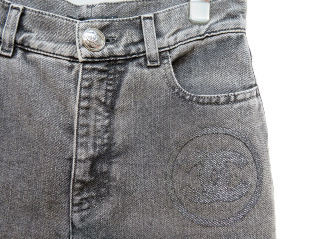 CHANEL シャネル ココマークデニムパンツ レディース36 グレー  