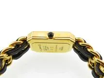 CHANEL シャネル レディース時計 プルミエールＭ H0001  GP/社外革ベルト ブラック文字盤 クオーツ【472】UH