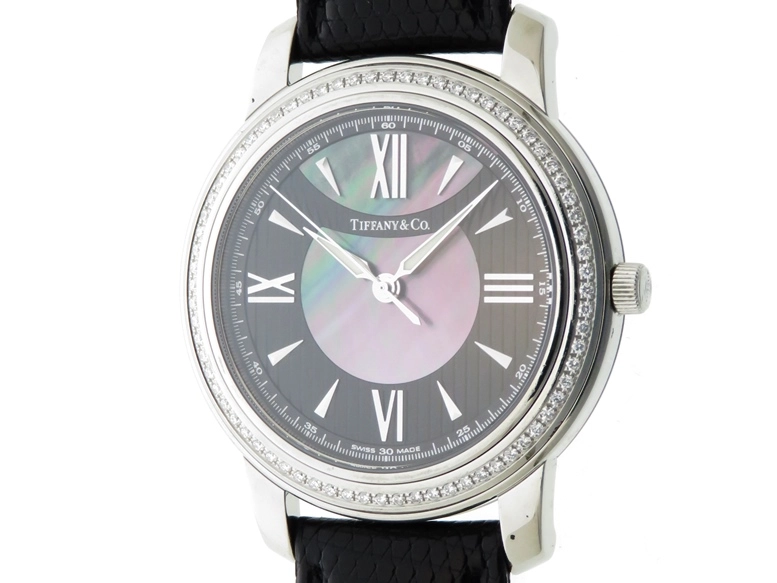 ティファニー TIFFANY＆CO マーク Z0046.17.10B90 SS/社外尾錠・レザーストラップ　ダイヤベゼル クオーツ メンズ 腕時計