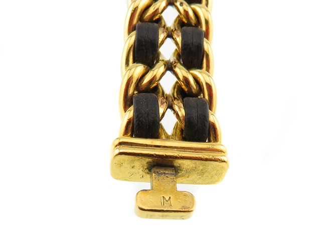 CHANEL シャネル レディース時計 プルミエールM H0001 GP/社外革ベルト ブラック文字盤 クオーツ【472】UH