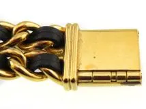 CHANEL シャネル レディース時計 プルミエールＭ H0001  GP/社外革ベルト ブラック文字盤 クオーツ【472】UH