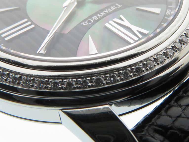 ティファニー TIFFANY＆CO マーク Z0046.17.10B90 SS/社外尾錠・レザーストラップ　ダイヤベゼル クオーツ メンズ 腕時計