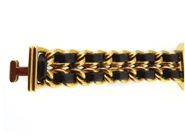 CHANEL シャネル レディース時計 プルミエールM H0001 GP/社外革ベルト ブラック文字盤 クオーツ【472】UH