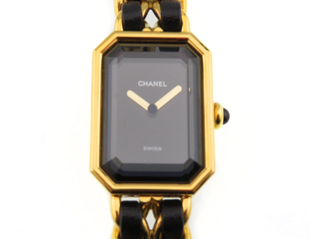 CHANEL　シャネル　プルミエールＭ　H0001　ブラック文字盤　GP/革　クオーツ　レディース時計　2148103802249【207】