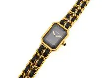 CHANEL　シャネル　プルミエールＭ　H0001　ブラック文字盤　GP/革　クオーツ　レディース時計　2148103802249【207】