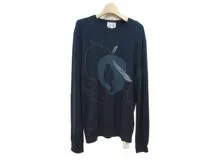 HERMES　エルメス　セーター　メンズL　ネイビー/ブルー　カシミヤ　2143000669971　【432】