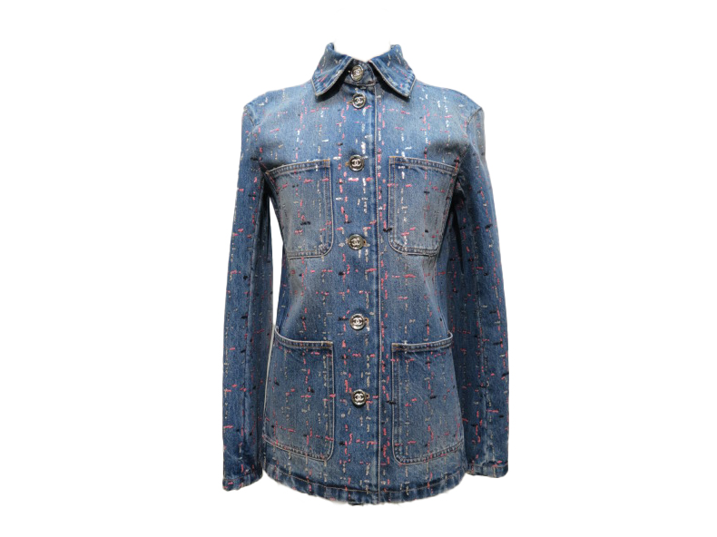 CHANEL シャネル デニムスパンコールジャケット レディース34 ブルー  