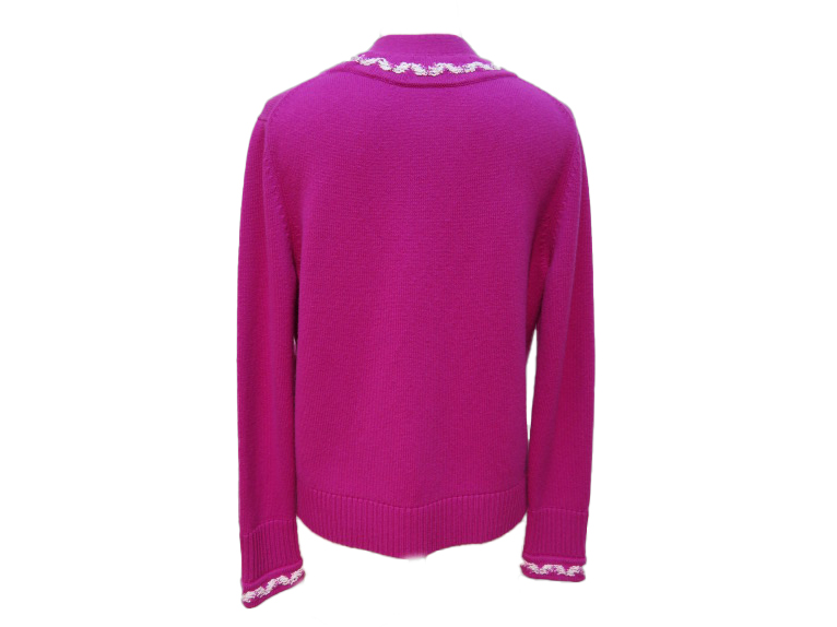 21P CHANEL シャネル カーディガン レディース36 パープル カシミヤ  