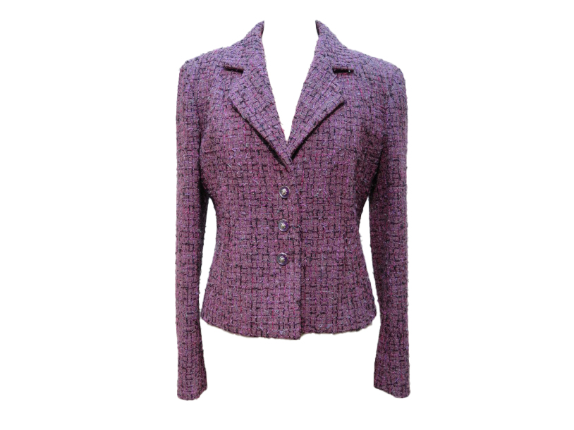 CHANEL シャネル ツイードジャケット レディース36 パープル/ブラック  