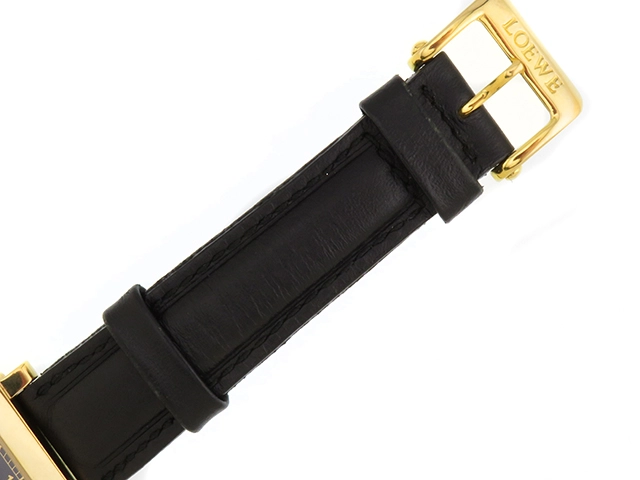 現状販売品 LOEWE ロエベ 腕時計 150周記念限定 1846-1996 ブラック文字盤  GP/革 クオーツ 社外ムーブメント【472】MN