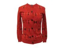 HERMES　エルメス　カーディガン　レディース34　レッド/オレンジ　カシミヤ　2148103621857　【432】