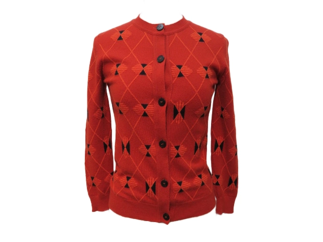 HERMES　エルメス　カーディガン　レディース34　レッド/オレンジ　カシミヤ　2148103621857　【432】