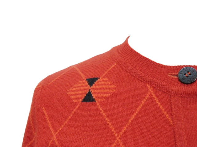 HERMES　エルメス　カーディガン　レディース34　レッド/オレンジ　カシミヤ　2148103621857　【432】