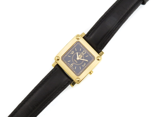 現状販売品 LOEWE ロエベ 腕時計 150周記念限定 1846-1996 ブラック文字盤  GP/革 クオーツ 社外ムーブメント【472】MN