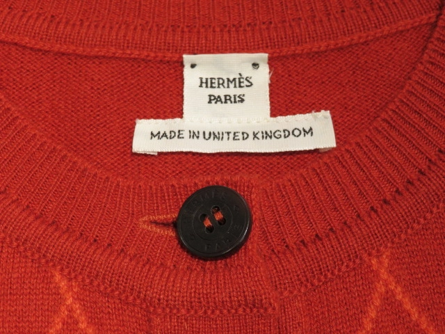 HERMES　エルメス　カーディガン　レディース34　レッド/オレンジ　カシミヤ　2148103621857　【432】