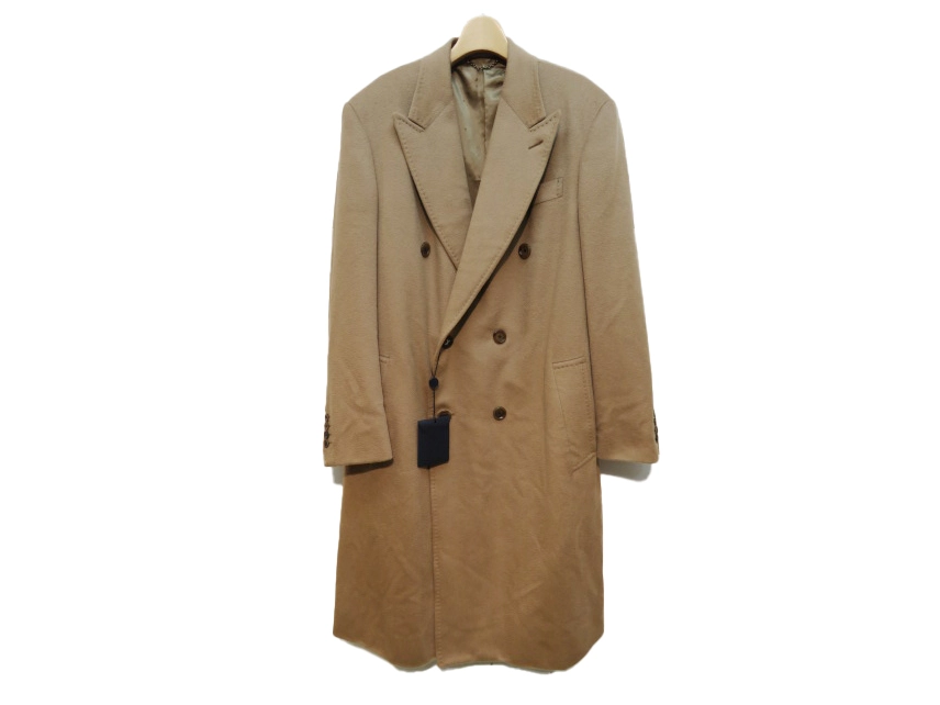 LOUIS VUITTON　ルイヴィトン　ダブルブレストテーラードコート　メンズ50　ベージュ　ウール　1A5F2M　2143000493378　【432】