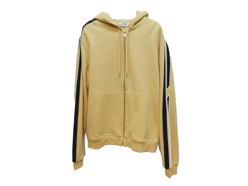 HERMES　エルメス　ランH　フーデッドジップアップ・パーカ　メンズM　イエロー　コットン　 2143000684448　【432】