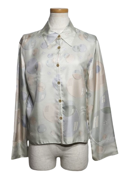 エルメス シルク 長袖シャツ 緑 レディース サイズ：38 HERMES (280532)