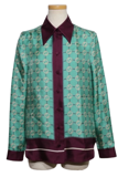 GUCCI グッチ 衣類 インターロッキングシャツ レディース36 ターコイズ/ボルドー シルク 352649 (2148103868610) 【200】