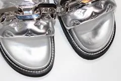 LOUIS VUITTON　ルイヴィトン　靴　サンダル　LVサンセットライン　レディース39　シルバー　モノグラム　参考定価￥134200-　2143700141951　【200】